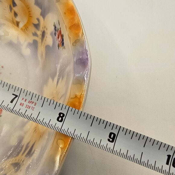 Vintage Bavarian Lusterware Floral Serving Bowl Iridescent Decorative Dish - Picture 5 of 7